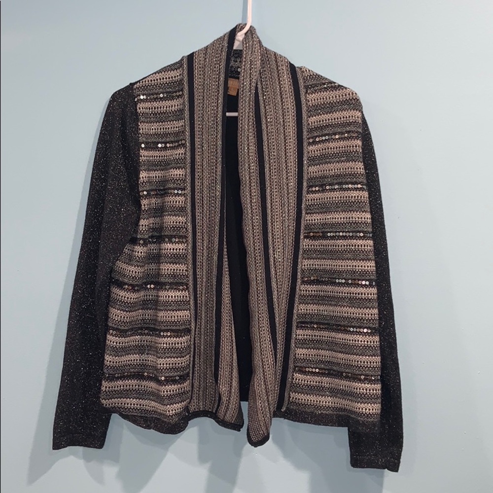 ELLEN TRACY SEQUIN CARDIGAN SWEATER SZ LARGE